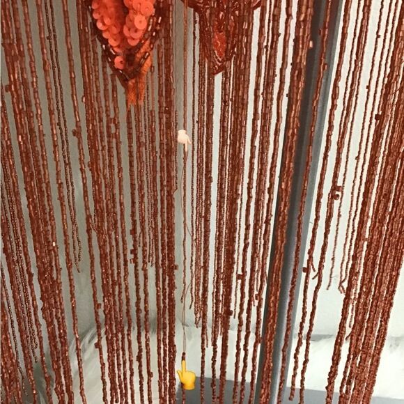 ASOS Orange Sequin Fringe Midi Slip Dress New Size 8 - Picture 16 of 16